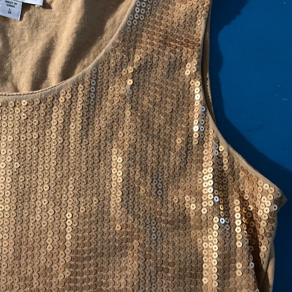 Tank top Gold sparkly sequined tank by COLDWATER CREEK. Stretchy size large